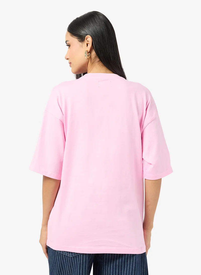 جينجر Cotton Oversize Travel Graphic T-shirt